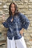 Cala Cushion Cotton Bandana Relaxed Shirt Navy